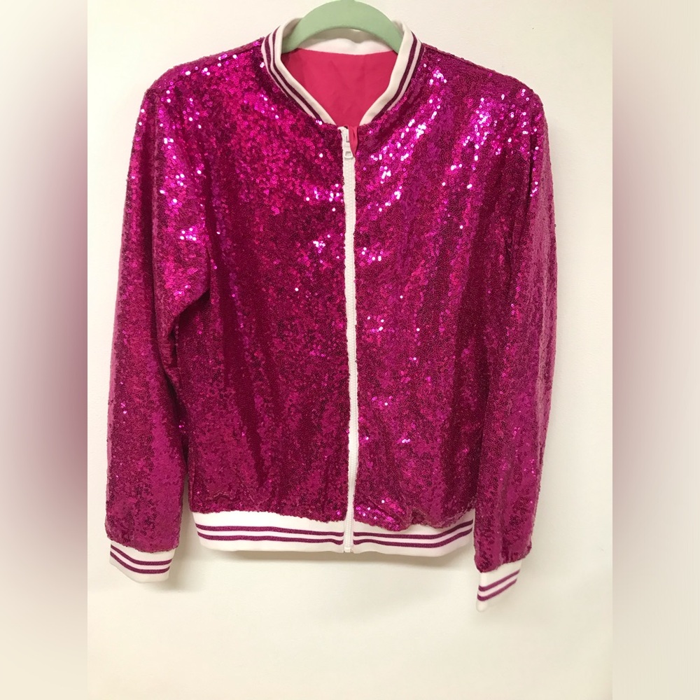 Big Girl Winter Sequins V-Neck Jacket with Zipper outerwear coat long sleeve